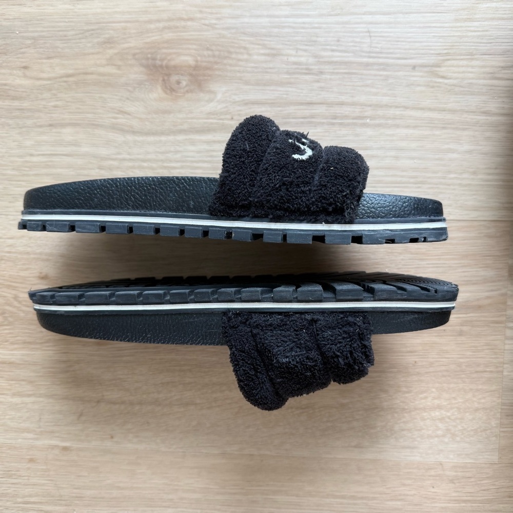 Marc Jacobs The Slides Terry Slides Fuzzy Teddy Sz 7 Black/White - Picture 4 of 5